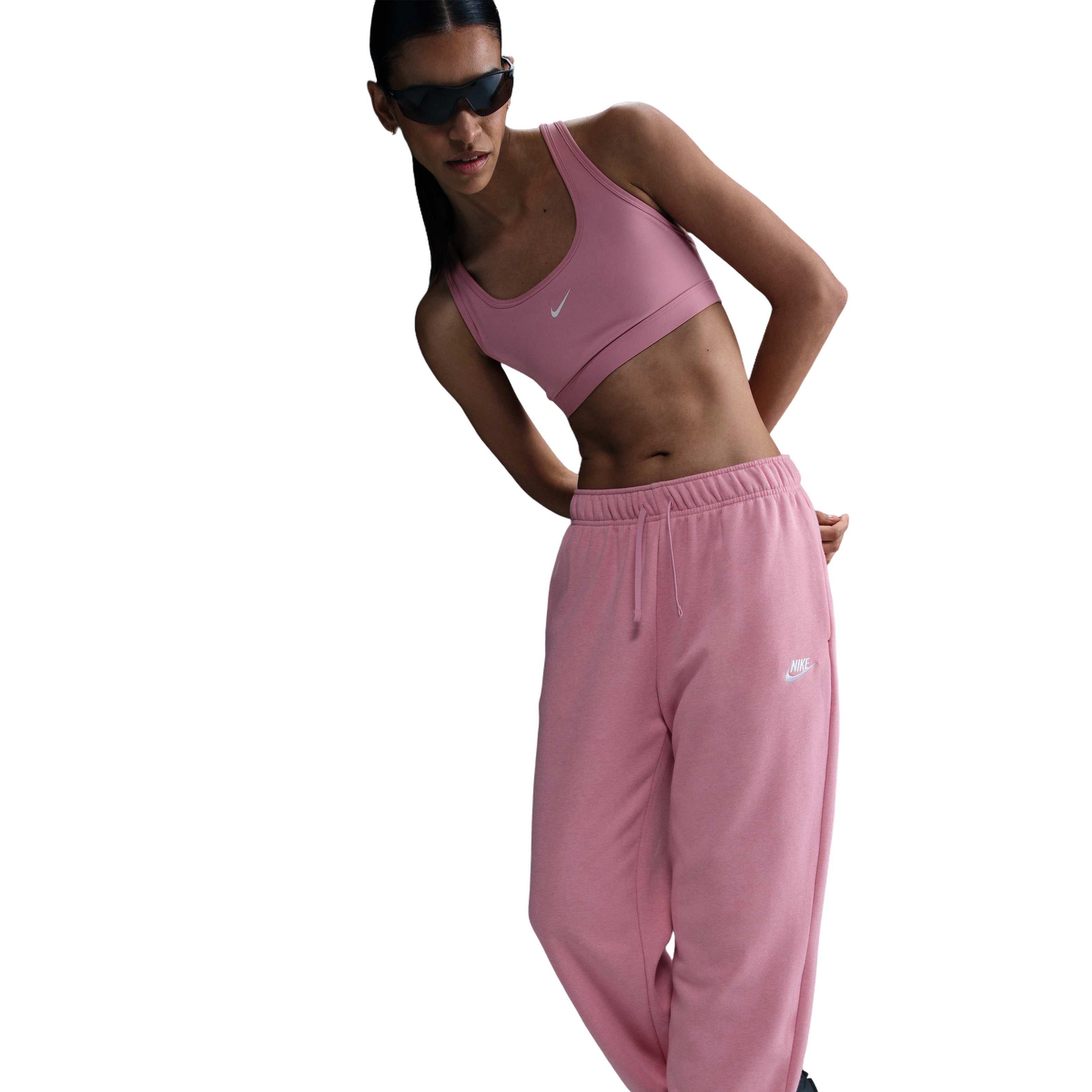 Nike Women's Sportswear Club Fleece Mid-Rise Oversized Sweatpants - Pink
